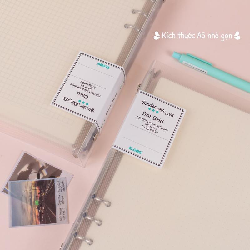 Sổ còng caro Klong A5 6 lỗ 200 trang bìa nhựa