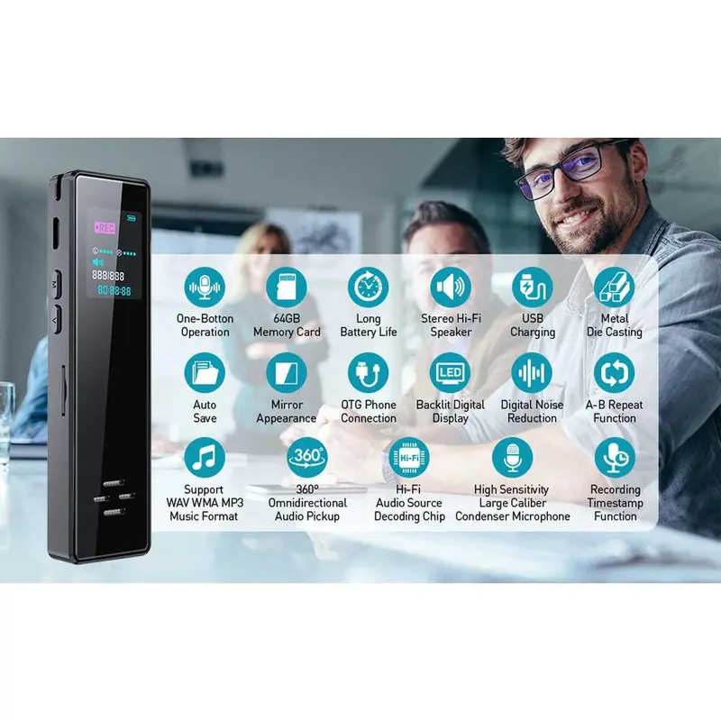 [COD] Perekam Suara Mini Segala Arah Suara Jernih Portabel Voice Recorder Noise Reduction MP3 Rechargeable Jam 1