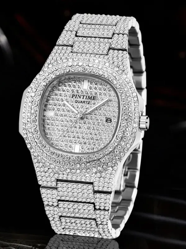 Women's Elegant Rhinestone Decorated Analog Quartz Watch, Fashionable Luxury Round Dial Calendar Watch for Women & Girls, with Box 5