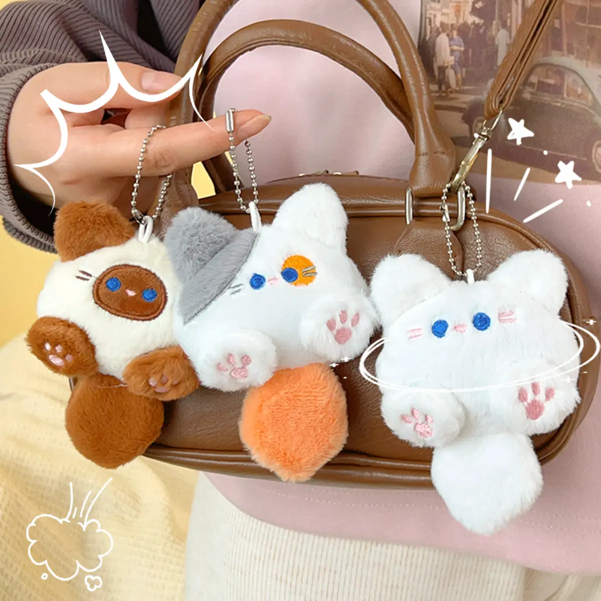 Móc Chìa Khóa Mèo Con Đáng Yêu, Chất Liệu Nhồi Bông Búp Bê Mèo Hoạt Hình, Mặt Dây Chuyền Chìa Khóa Túi, Thích Hợp Làm Quà Tặng Lễ Hội Và Tình Bạn, Phụ Kiện Dễ Phối Đồ Thời Trang[S.M]