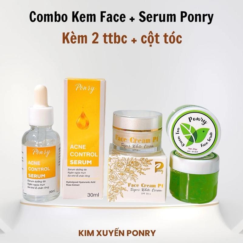 Combo Kem Face P1 và Serum Ponry Làm Đẹp Da Skincare Massage