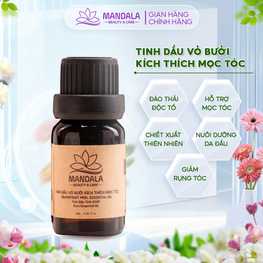 Tinh Dầu Vỏ Bưởi Mandala 10ml Hỗ Trợ Mọc Tóc Dưỡng Tóc Chăm Sóc Tóc
