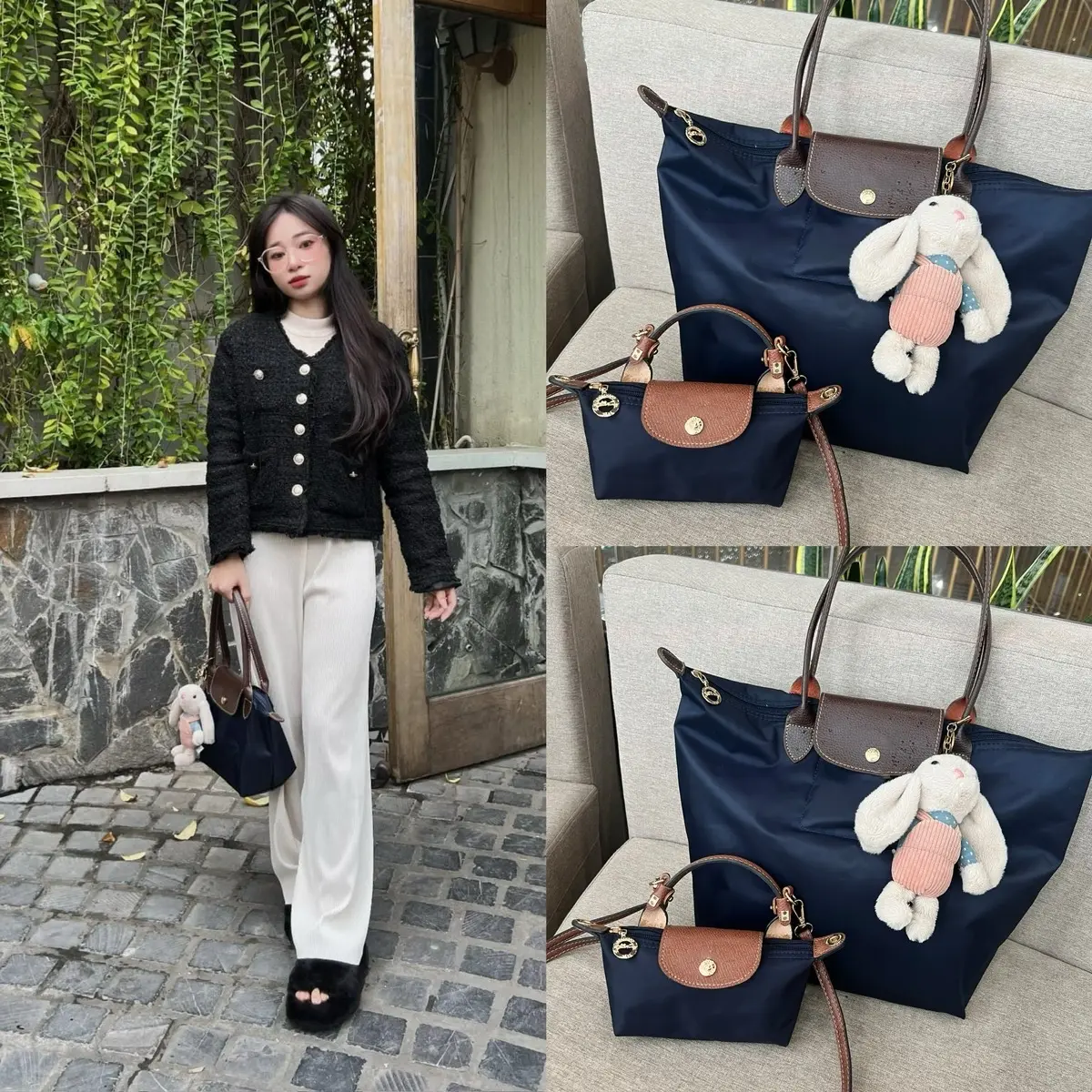 Túi tote gấp gọn nắp gập da xinh xắn đi làm đi học