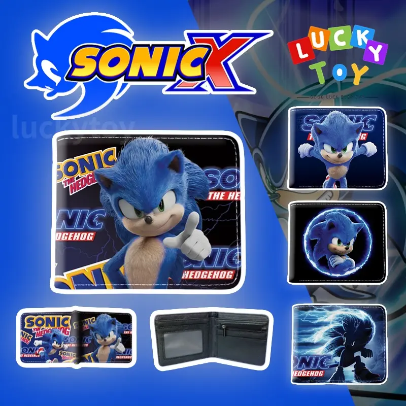 Dompet anime lipat pendek SONIC untuk kanak-kanak, dompet, dompet, persisian, untuk pelajar sekolah