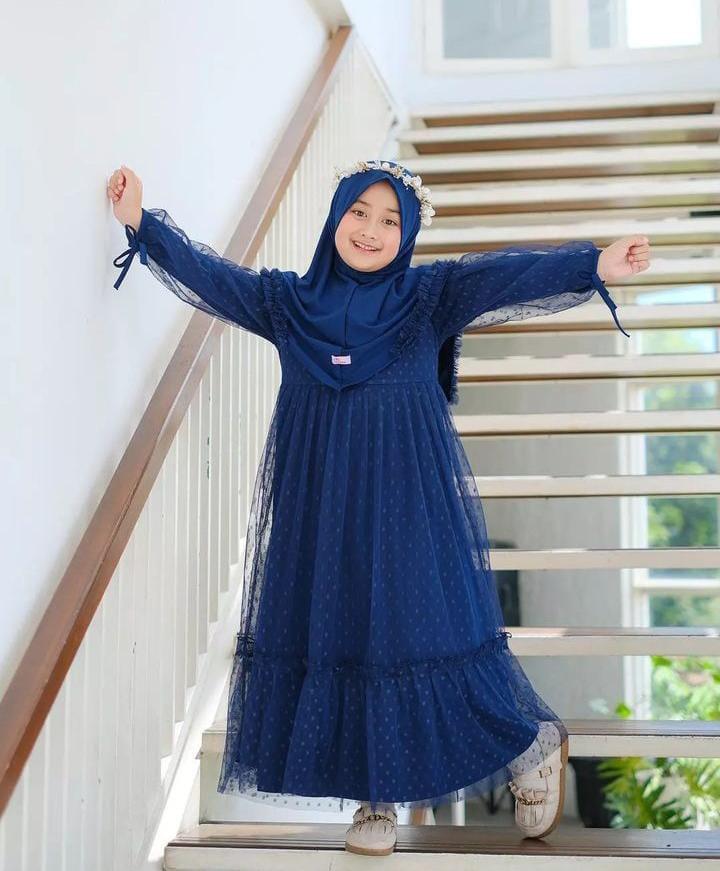 Product Introduction of Gamis Set Hijab Anak Terbaru Fashionable 10-15 Tahun Shakila Full Tilledot 2