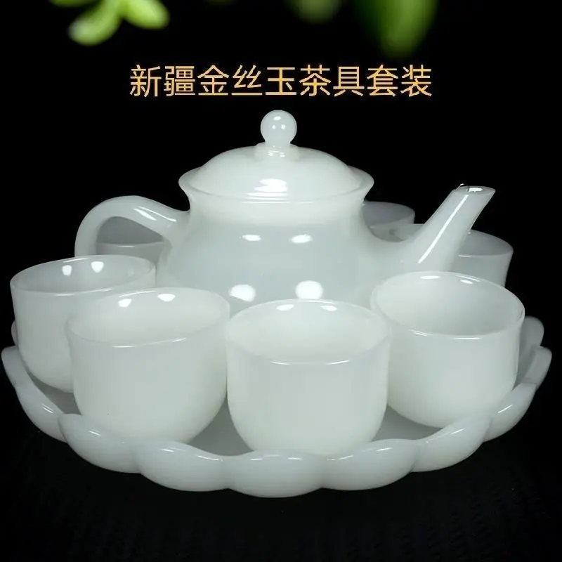 Ấm Trà Ngọc Bích, Cao Cấp, Chất Liệu Lụa Vàng, Thiết Kế Phong Cách Trung Quốc Đơn, Bộ Pha Trà Sức Khỏe Kung Fu, Được Bán Bởi Jade Teapot, Khu Vực Tân Cương chén  trà  của  samurai ấm  chén  uống  trà  đẹp bộ  pha  matcha chén  trà