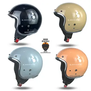 HELM BOGO DEWASA LIST CHROME RETRO WARNA SOLID TERBARU SNI