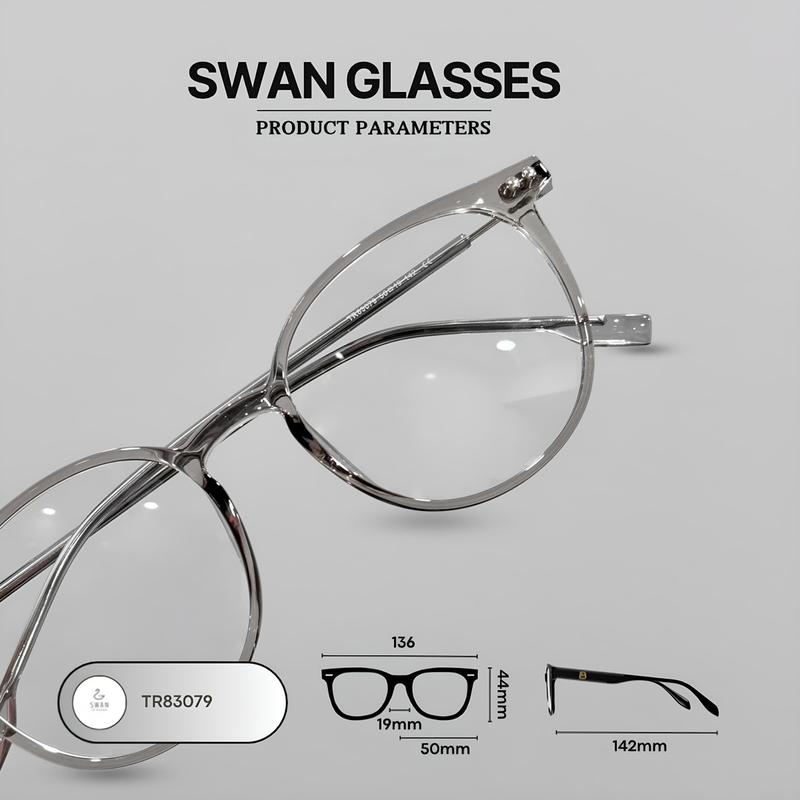 [TR83079] - Gọng kính form bầu tròn viền nhựa càng kim loại