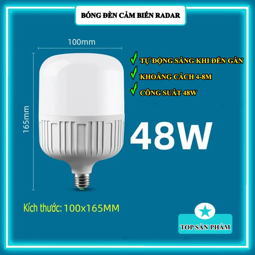 Đèn LED Cảm Ứng Chuyển Động Radar, Bóng Đèn Cảm Biến Hồng Ngoại Tự Động Bật Khi Có Người - Chỉ Hoạt Động Khi Trời Tối