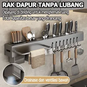 Rak Pisau Dapur Tanpa Bor - Solusi Penyimpanan Modern 6-in-1 (Baja 304 Anti Rust, Siap Pasang, UKuran 30x40cm)