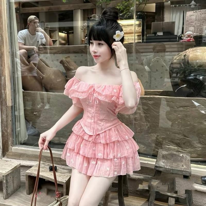 SET HOA NHÍ ÁO TRỄ VAI NHÚN BÈO KÈM CHÂN VÁY 3 TẦNG DỄ THƯƠNG