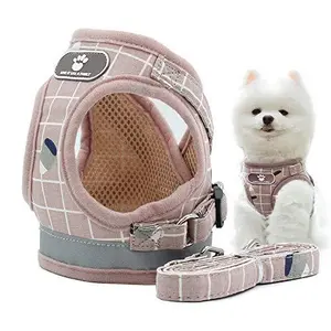 Harness Tali tuntunAnjing Kucing Kecil Tali Reflektif motif Plaid Kotak