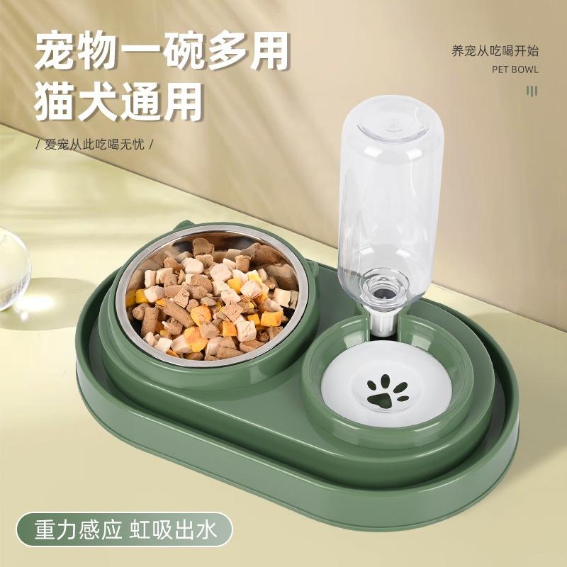  Bát ăn lõi inox kèm bình uống nước cho thú cưng - Bát đựng thức ăn tự động cho chó mèo - Ngôi Nhà Thú Cưng bát  thú 