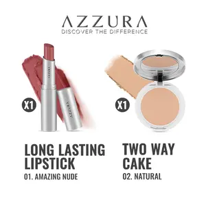 Paket Ready To Set: Longlasting Lipstick 01 Amazing Nude + Two Way Cake 02 Natural