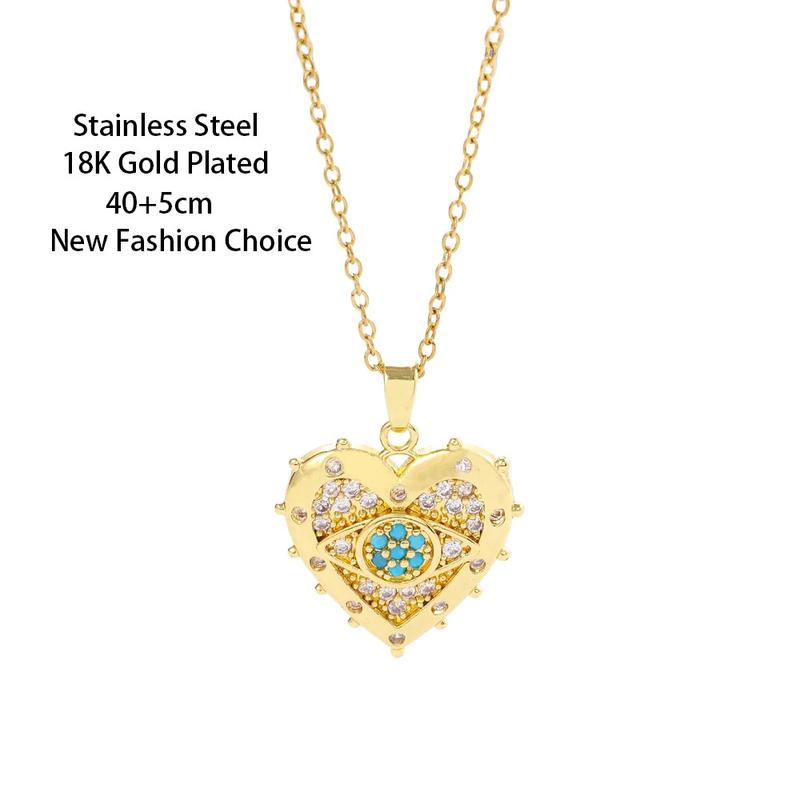 Product Introduction of New In Blue Evil Eyes Necklaces Earrings For Women Trendy Retro Style Punk Female 18K Gold Plated Stainless Steel Jewelry Set 5