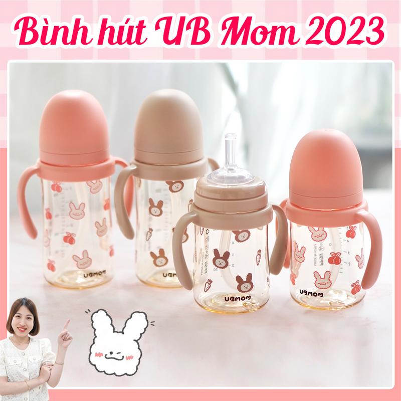(Tặng kèm núm ty ub) Bình uống nước, bình hút UBMOM 200ml/280ml Hàn quốc chính hãng cho bé tập hút nước