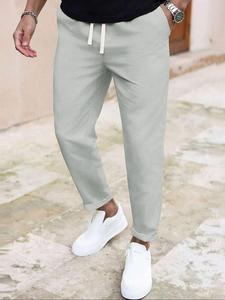 Pantalones Manfinity Basics para hombre, lisos, con bolsillo inclinado y cintura con cordón