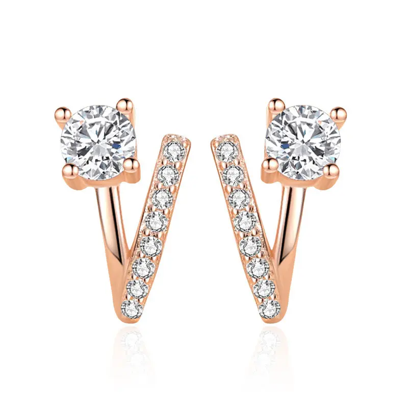 S925 Sterling Silver V-Shaped Earrings, Simple Earrings Jewelry