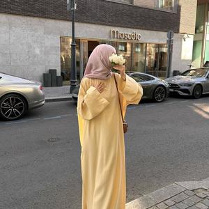 Jubah Muslim, Pakaian Wanita, Warna Pepejal, Seluar Longgar, Set Dua Keping, DM216