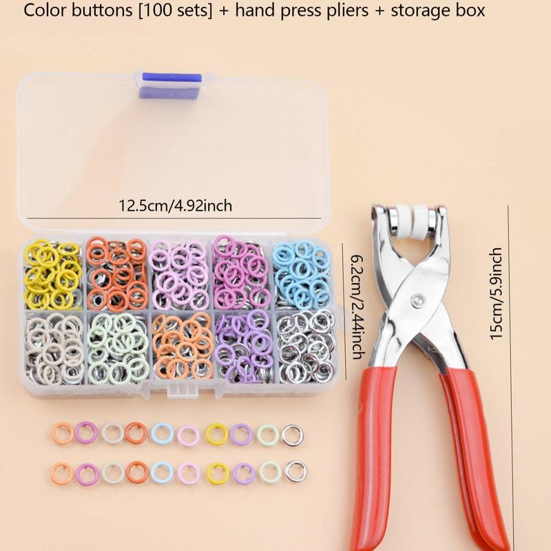 Random Color 100pcs 5-Claw Buckle & 1 Count Hand Press Pliers & 1 Count Storage Box, DIY Sewing Accessories 2