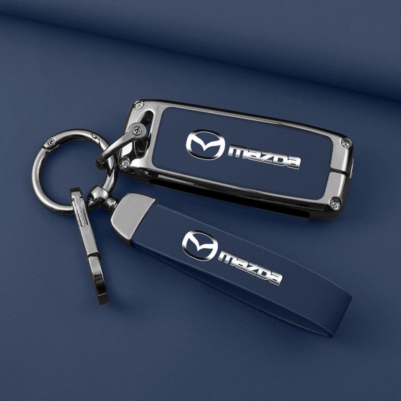 Ốp Bọc Chìa Khóa Ô Tô Mazda 2 Mazda 3 Mazda 6 Alexa CX30 CX3 CX8 CX5 BT50 - Logo Hợp Kim - Da Cao Cấp - Phụ Kiện Xe Ô TÔ VIP chiakhoa o to - Móc Khoá