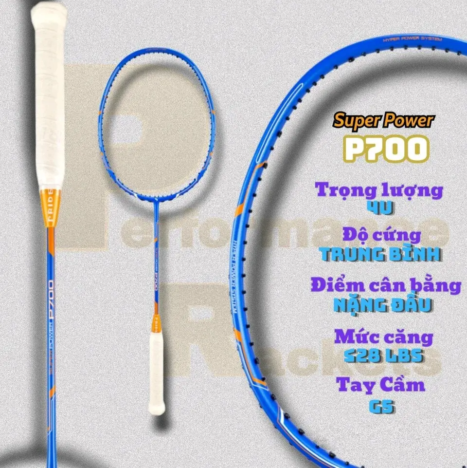 Vợt cầu lông Pride Super Power 7000 chính hãng màu xanh blue- Khung carbon công thủ toàn diện