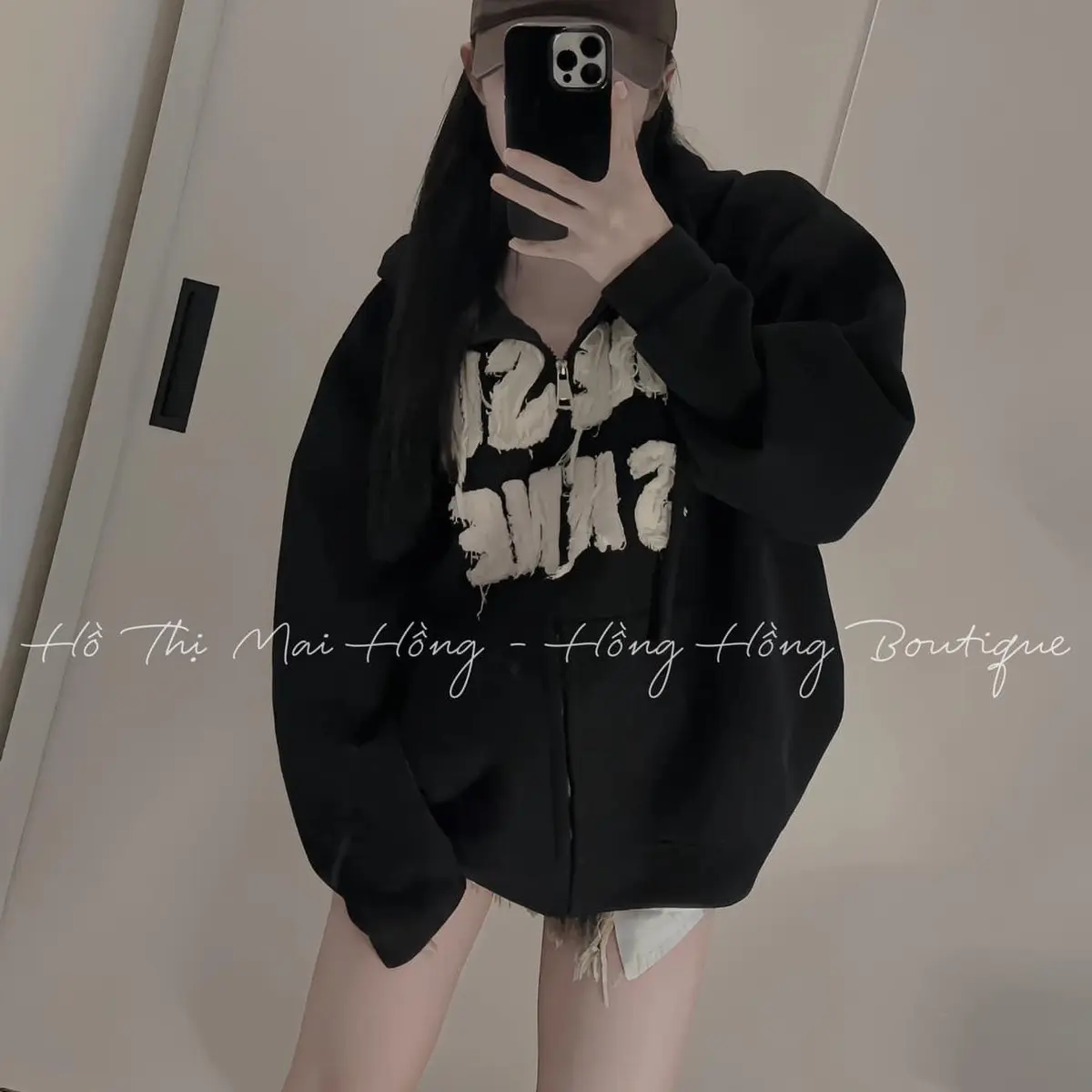 Hoodie 2 dây chữ nổi