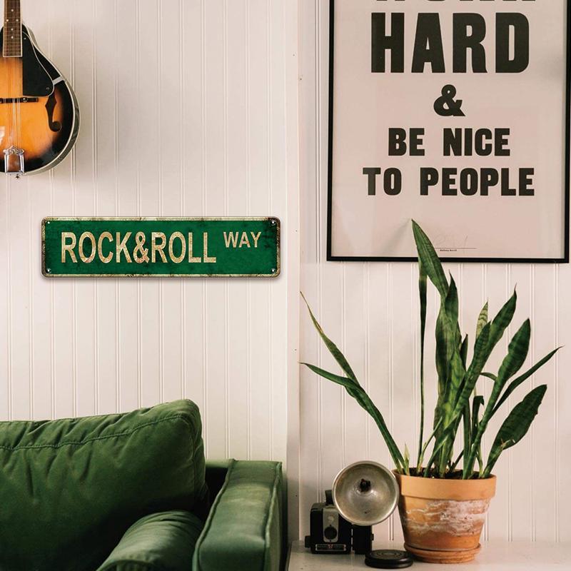 Product Introduction of Rock & Roll Way Metal Sign, 1 Count Vintage Metal Sign, Wall Decor for Home, Bar, Cafe, Garage, Home Decor, Room Decor, Party Supplies 3