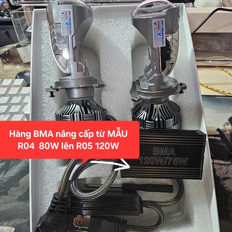 [CHÍNH HÃNG BMA] Pha led bi cầu M01U-R05 công suất tubo 120W với 24 nhân led siêu sáng chân H4 cho Oto, xemay
