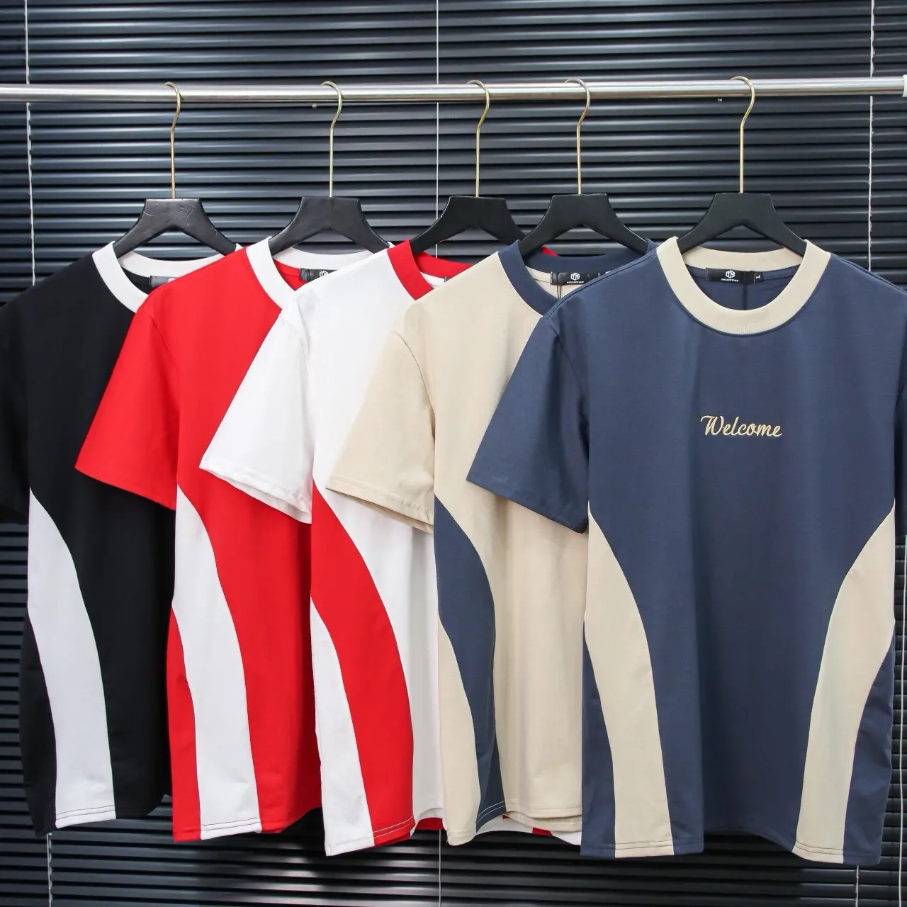 Áo thun cotton cổ tròn nam, nữ co giãn 4 chiều phối+chữ thêu cao cấp hottrend