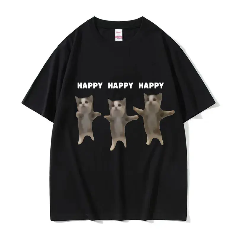 Áo Phông Họa Tiết Meme Mèo, Vui Nhộn Và Dễ Thương, Thích Hợp Khiêu Vũ Và Trang Phục Vui Vẻ, Unisex, Thời Trang, Áo Phông, Thích Hợp Cho Các Cặp Đôi Mùa Hè, Phong Cách Thường Ngày Làm Bằng 100% Cotton, Áo Thun Ngoại Cỡ Nam Menswear