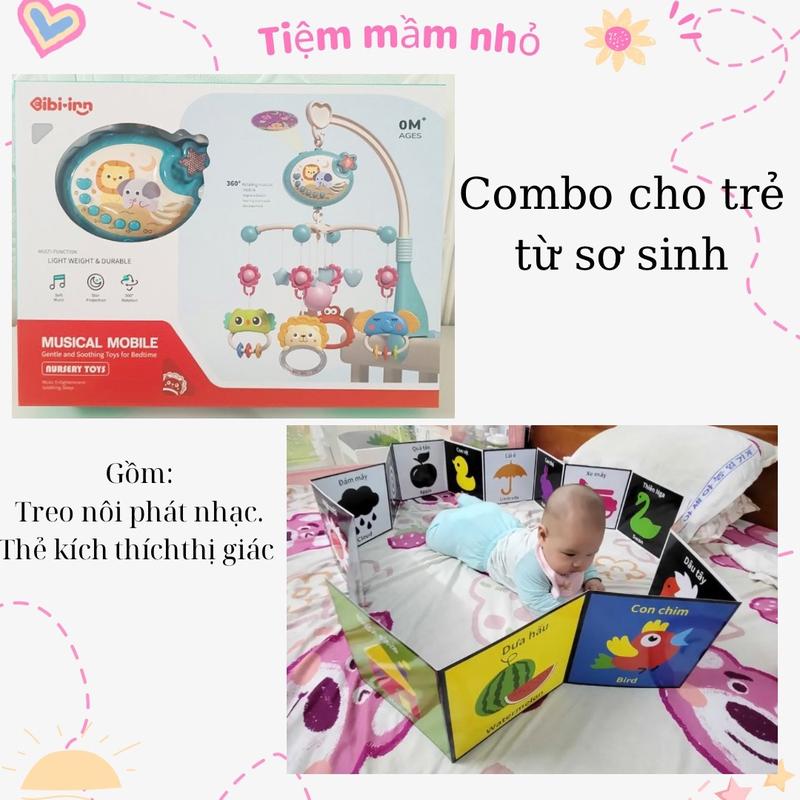  Combo cho trẻ từ sơ sinh gồm Bộ đồ chơi treo nôi phát nhạc và Thẻ kích thích thị giác Cho Bé Be toy trò 
