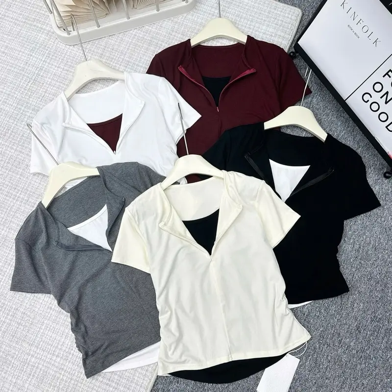 Áo zip tằm phối trắng kéo khoá.1 size 40 kg~55kg mặc vừa tuỳ chiều cao(dành cho khách thích mặc dáng ôm)