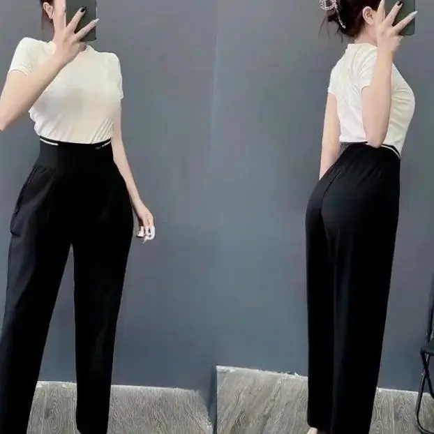 Quần Bigsize Nữ Form Baggy Cạp Cao 10cm Chất Umi Co Giãn 4 Chiều RZ-01 - Đen/Nâu (Size XL) - Women, Nhung Pants