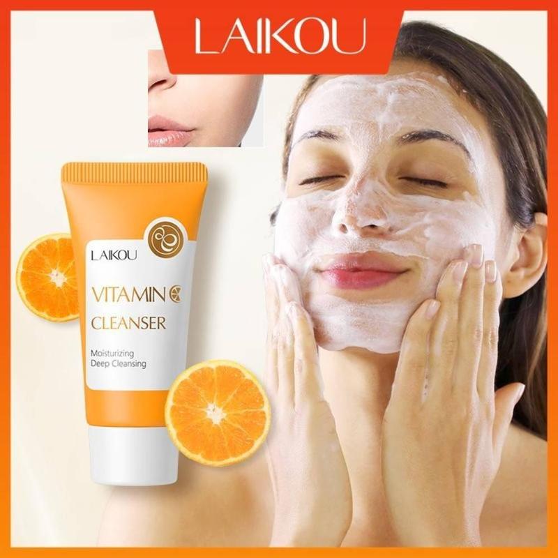 Sữa Rửa Mặt Làm Sáng Da Mặt, LAIKOU, Làm Sạch Sâu, Với Vitamin C, Thích Hợp Cho Mụn Đầu Đen, Sữa Rửa Mặt Dạng Bọt, 50g 0