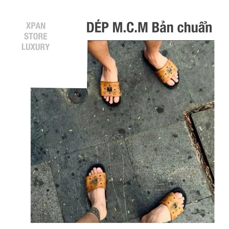 Dép Quai Ngang Nam Nữ M.C Da Siêu Nét Phối LoGo Hợp Kim , Đi Êm Ái Chân Đi Chơi Mềm Mại Dép Màu Chuẩn