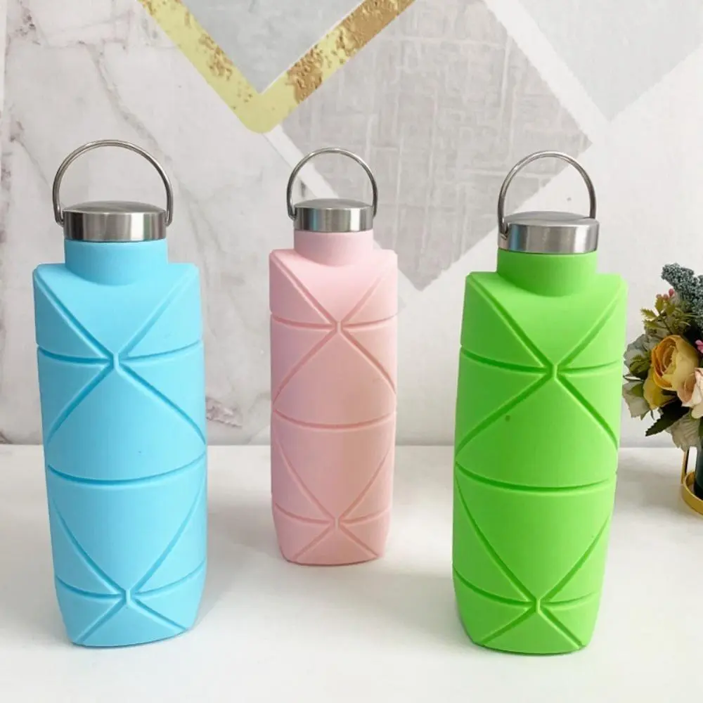 Foldable Silicone Sports Water Bottle, 1 Count Portable Vacuum Flask with Lid, Drinking Cup for Outdoor Camping Picnic Travel