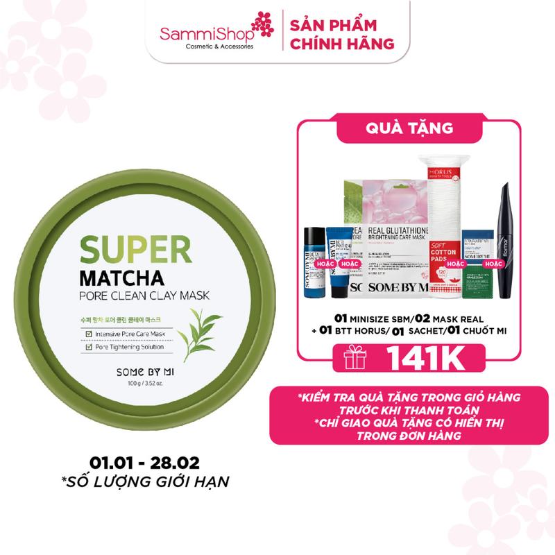 Some By Mi Mặt nạ rửa Super Matcha Pore Clean Clay Mask 100g