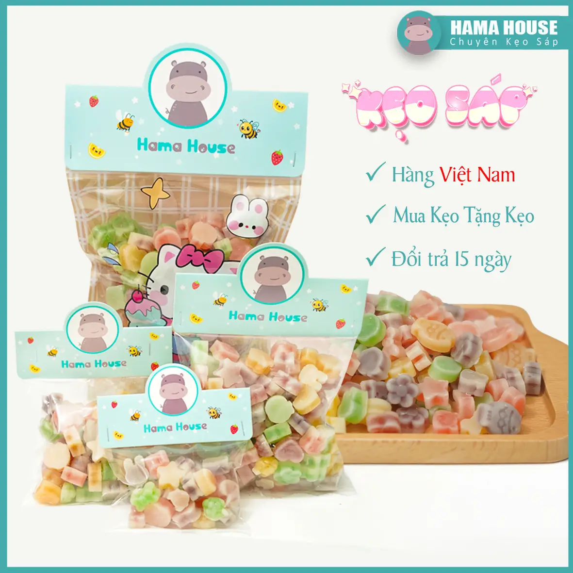 HAMA HOUSE - KẸO SÁP SIZE MINI MIX VỊ - TÚI 20/45/100/200 VIÊN  - ĂN VẶT Food