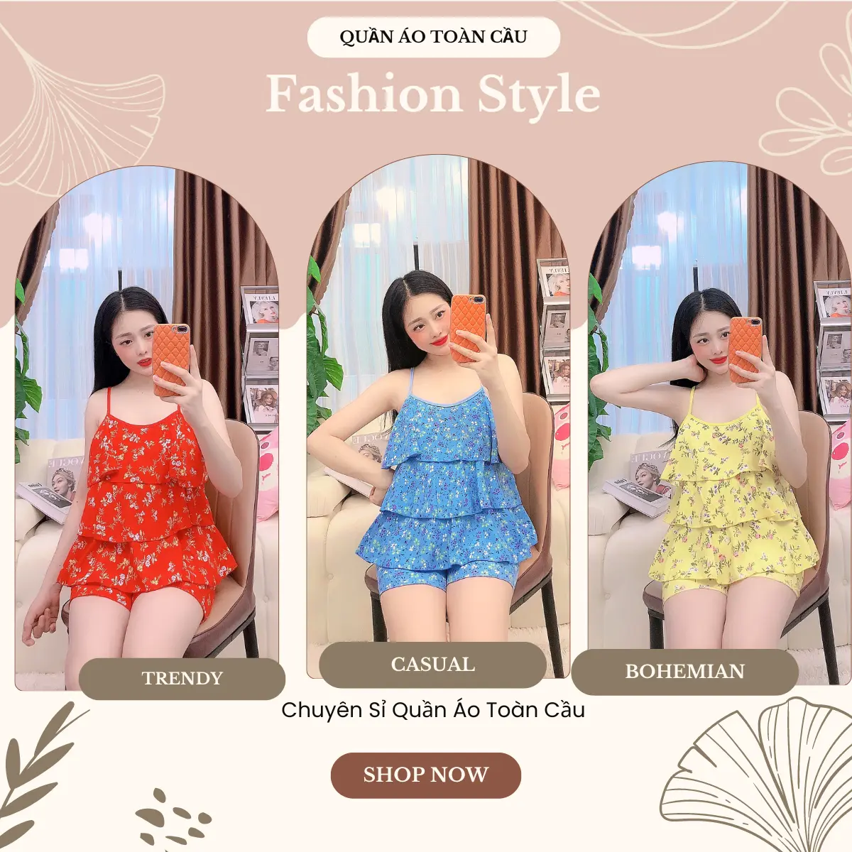 Set Đồ Bộ Lụa Dây 3 Tầng Bánh Bèo Mát Mẻ Phong Cách