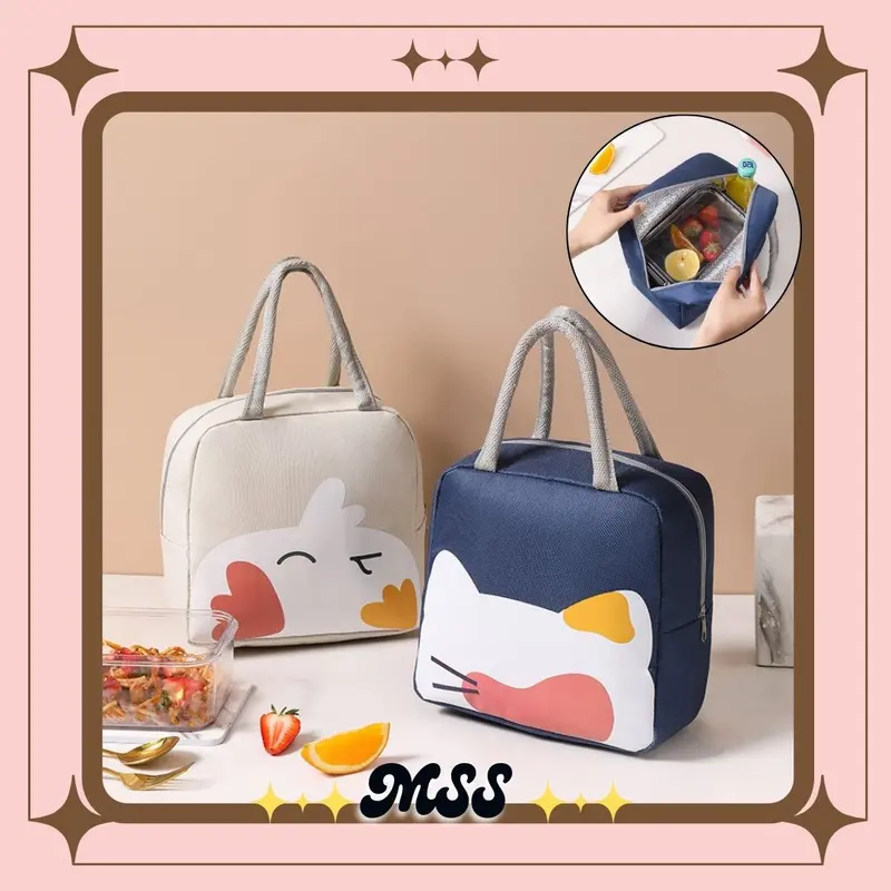 MSS Tas bekal Makan Siang Karakter Hewan Tahan Panas Portable Lunch Bag New Thermal Cooler Makanan Tas Lunch Box Karakter Anti Air Murah Import 0