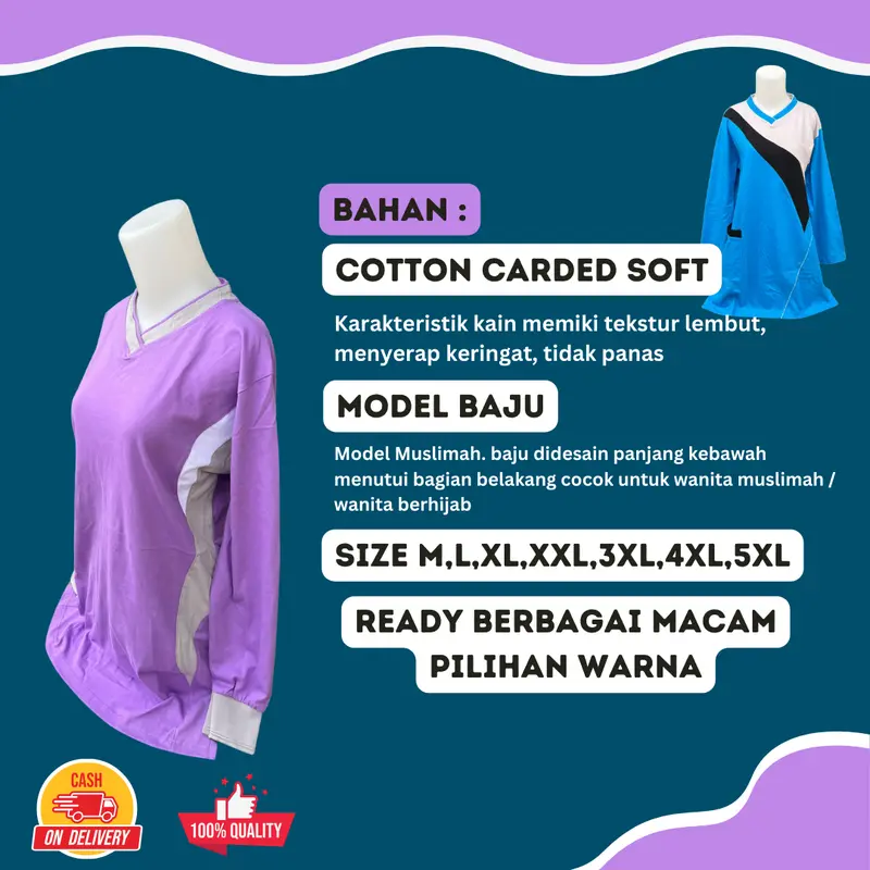 BIG SIZE 3L 4L 5L Baju Setelan Olah Raga Wanita Terbaru / Setelan Olah Raga Tunik Muslimah / Seragam Olahraga Wanita Panjang Terbaru 5