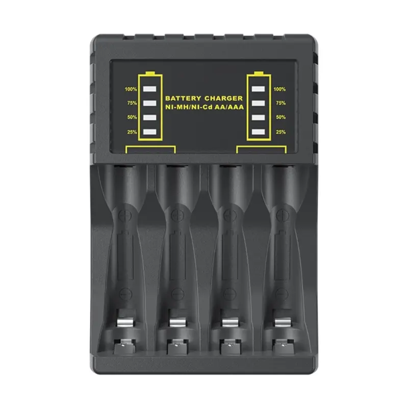 Xinyaa 4 Slot AA/AAA Battery Charger Support Short Circuit Protection- LED Indicator for aaa/aa Battery Charging Rechargeable