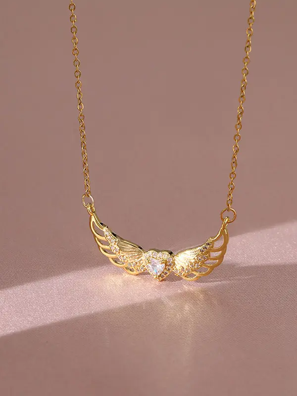 Fashion Angel Wing Design Pendant Necklace for Women & Girls, Fashion Jewelry for Party, Daily Clothing Decor, Trendy All-match & Exquisite Jewelry for Birthday Gift 7