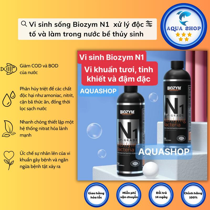 Vi sinh sống Biozym N1 xử lý độc tố và làm trong nước bể thủy sinh