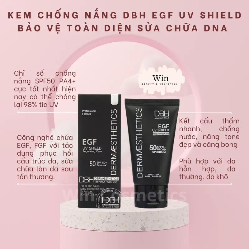 KEM CHỐNG NẮNG DBH EGF UV SHIELD SPF50+ PA +++ 60ml 0