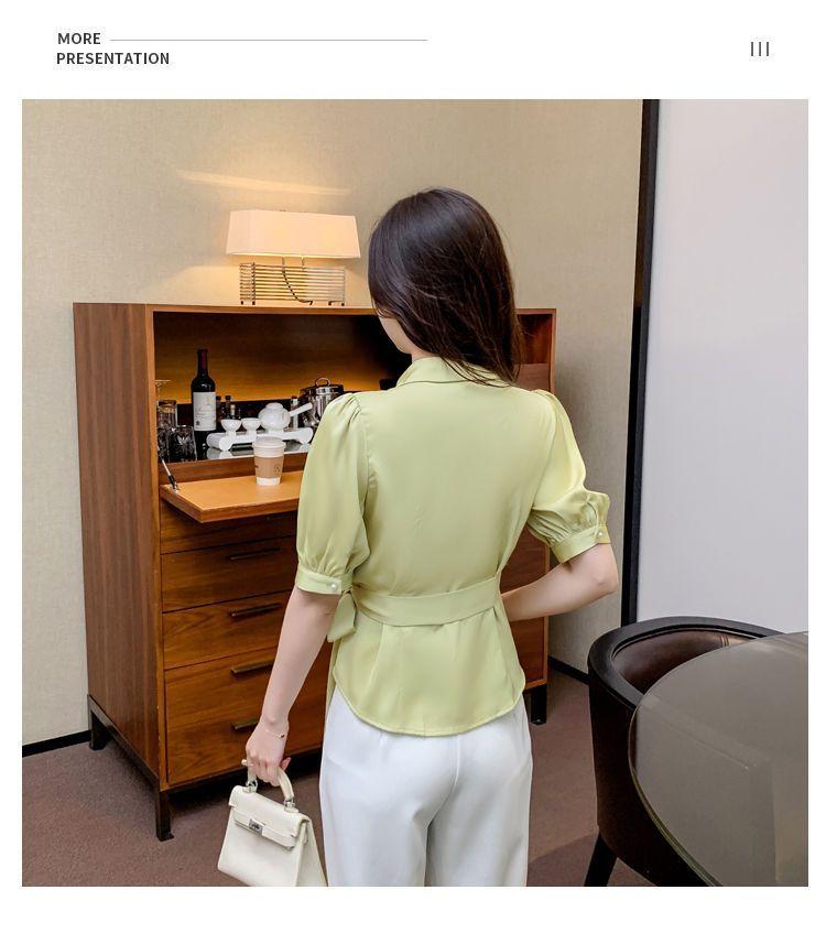 Product Introduction of Áo Sơ Mi Voan Sang Trọng Cao Cấp, Dành Cho Nữ, Trang Phục Mùa Hè, Eo Bó Sát, Phong Cách Phương Tây, Áo Sơ Mi Cổ Chữ V, Thường Ngày Và Bó Sát, Thanh Lịch, Áo ngắn Tay Năm 2025 13