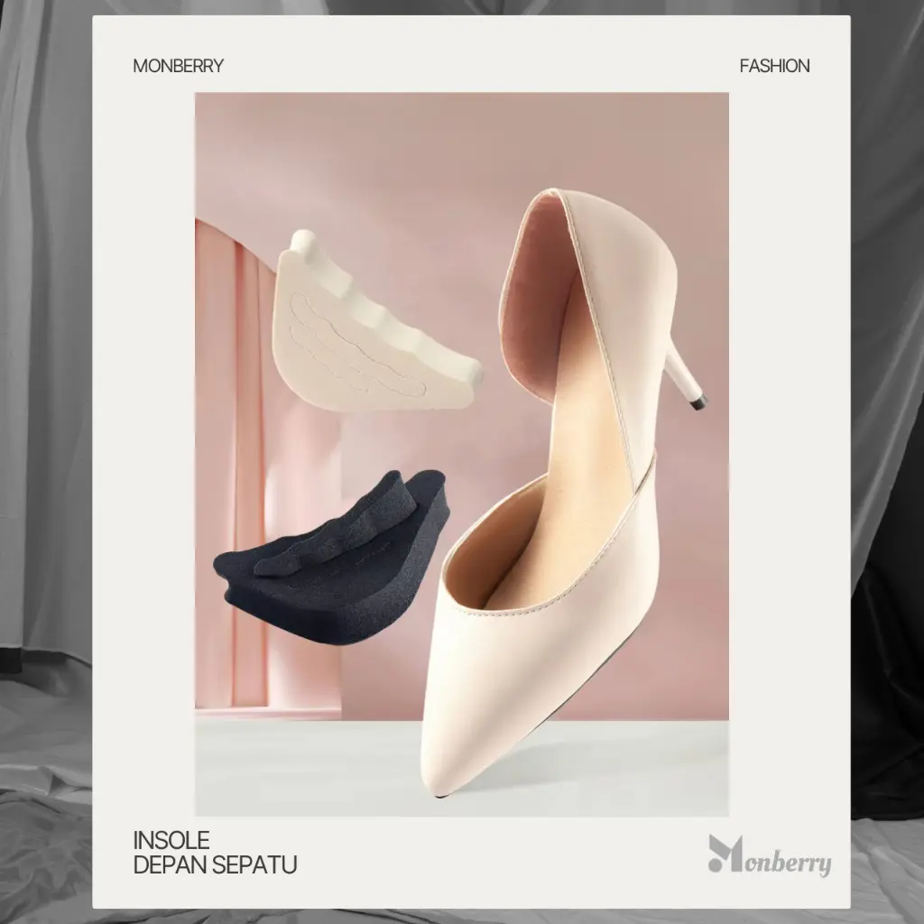 Ganjalan Depan Sepatu Heels Insole Monberry MIS07 Ujung Jari Kaki Sol Bantalan Pengganjal Ganjelan Pelindung Busa Spons Heels Flat Shoes Pad Alas Kebesaran Longgar Anti Lecet Slip