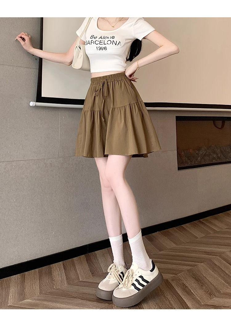 Product Introduction of [2380 People Collection] Idle Style Ice Silk Quick-Drying Wide Leg Culottes Shorts Women's Summer Thin plus Size Casual Shorts Pantskirt 19