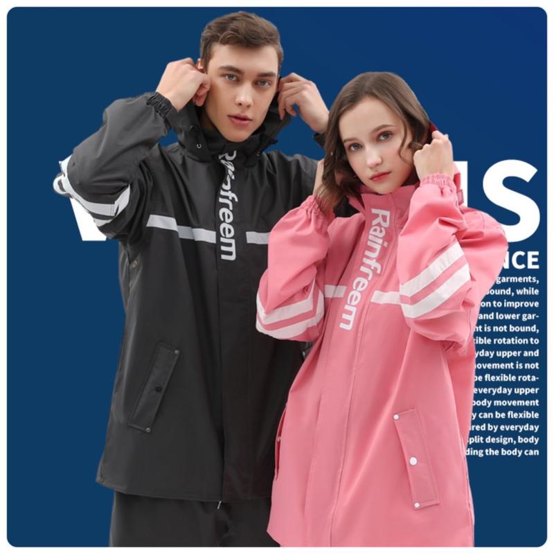 Áo mưa bộ người lớn 40-120kg mũ liền vải dù có phản quang thời trang cao cấp, bộ quần áo mưa đi chơi phượt cực chất ngầu cho nam nữ